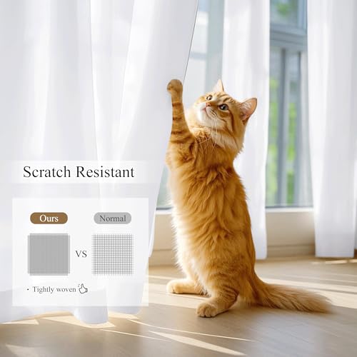 NICETOWN Non-See-Through Sheer Curtains 84 Inches Long 2 Panels Semi Sheer - color: Pure White, size: 52"W x 84"L (Pack of 2)
