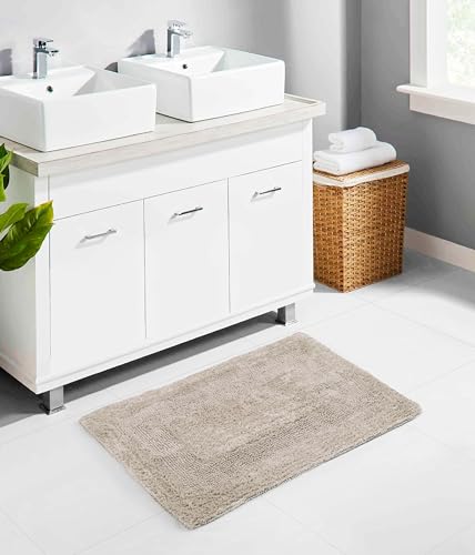 COTTON CRAFT 2 Pack Reversible Bath Mat - Soft Plush Bath Rug -17x24- Linen - color: Linen, size: 17x24 Inches