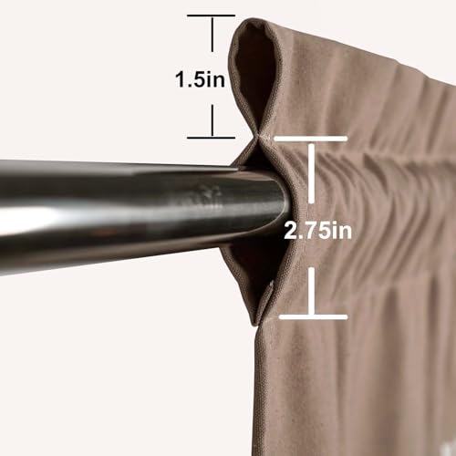 DOSLY Ides Farmhouse Rustic Taupe Cotton Valance Curtain, Brown Striped Pleated Design with Coconut Buttons, Multi-Room Window Treatment for Kitchen Living Room Bedroom, 52" W x 18" L - color: Taupe & Brown Striped, size: 52"W x 18"L (Pack of 1)