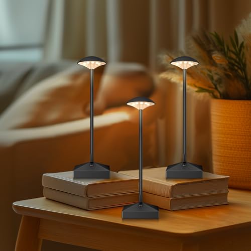 3 Pack Small Gold Rechargeable Cordless Table Lamps Dimmable - color: Black-B