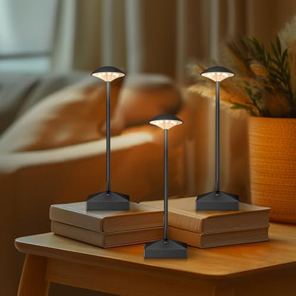 3 Pack Small Gold Rechargeable Cordless Table Lamps Dimmable - color: Black-B