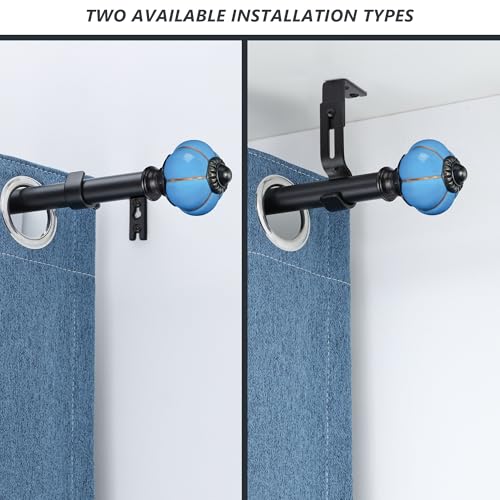 Ceramic Curtain Rods for Windows 66 to 120 Inch 1 Inch Adjustable - color: Black Blue, size: 66"-120"