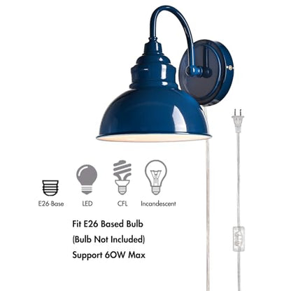 Mini Gooseneck Wall Sconce, 2-Way Mount with Switch, Blue - color: Blue