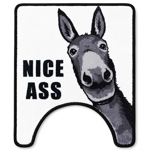 Drydiet U Shaped Toilet Rug Washable Cute Bath Mat 24x20,Donkey - style: Donkey