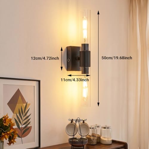 civaca Peel and Stick Wall Sconces, Black Battery Operated Wall Sconce