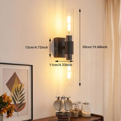 civaca Peel and Stick Wall Sconces, Black Battery Operated Wall Sconce