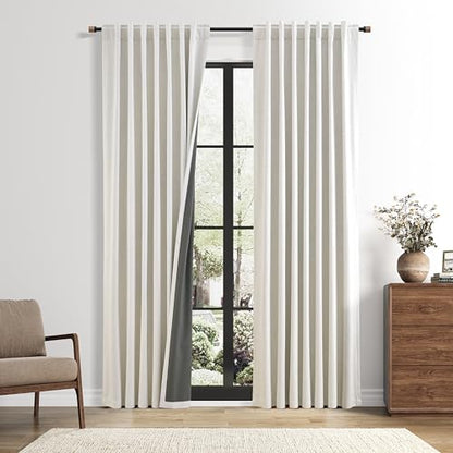 Nanspring 100% Blackout Linen Curtains for Bedroom 86 Inch Long Natural - color: Natural, size: 50"W x 86"L (Pack of 2)