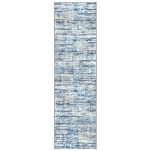 KOZYFLY Modern Washable Rug Runner 2.6x10 Hallway Runner Rug Blue Beige - color: Blue Beige, size: 2'8" x 10' (Runner)