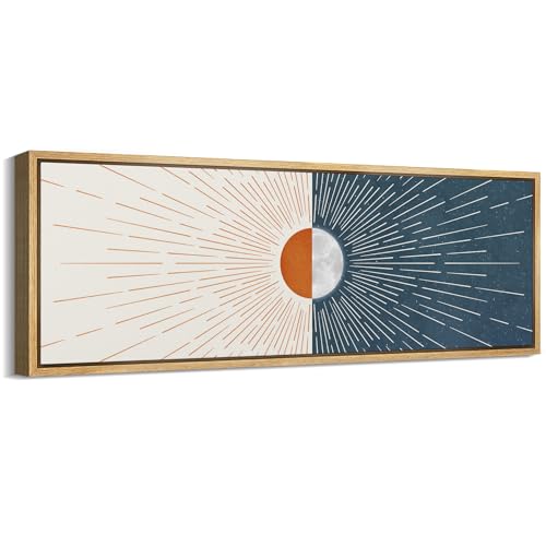 MUDECOR Large Framed Canvas Print Wall Art Radiant Dawn Abstract Sunburst Illustrations Antique Retro Fine Art Illustrations Decorative Colorful for Bedroom - 60"x20" - color: A06-2402-na30, size: 60"L x 20"W