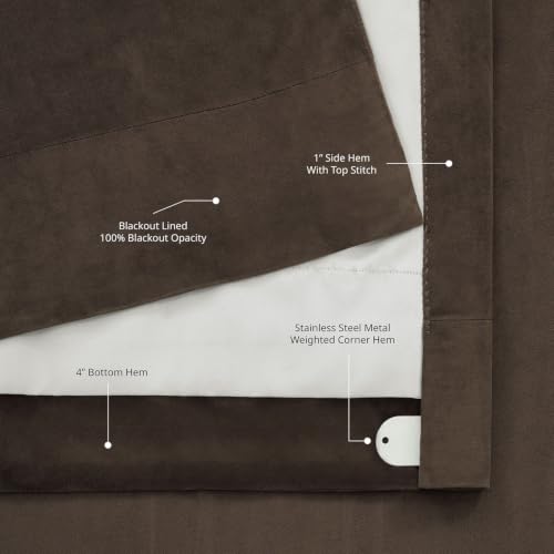 Signature Velvet Blackout Curtains for Bedroom (1 Panel) - 50W x 96L, Java - color: Java, size: 50"W x 96"L (Pack of 1)