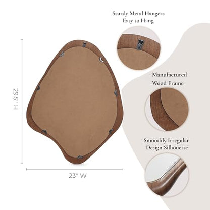 LuxenHome Asymmetrical Wall Mirror, 23"x 29" Classic Brown Irregular Mirror - color: Brown