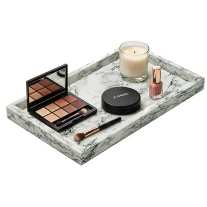Decorative Natural Marble Vanity Trays,11.8x7.9x1.2in,Cyan Green - color: Cyan Green Texture