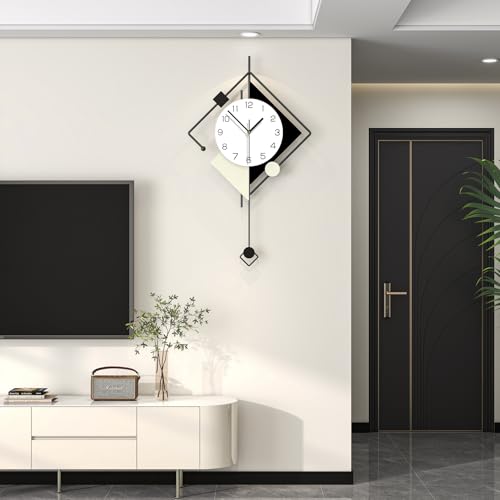 Modern Big Decorative Metal Silent Wall Clock for Living Room Decor - size: 15*26INCH