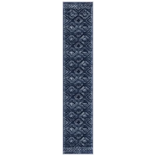 KILOCOCO Washable Runner Rug 2x10 Non Slip Runners for Hallway, Dark Blue - color: Dark Blue, size: 2' x 10' (Runner)