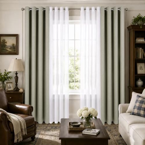Layered Window Treatments Curtains for Bedroom, Living Room, 4 Panel Set - color: Taupe, size: 54"W x 63"L (Pack of 4)