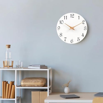Mosewa Wall Clock Silent Non-Ticking Battery Operated Modern Simple 12" - color: F_white-, size: 12 Inch