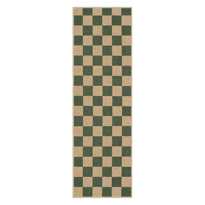 Lahome Checkered Easy Jute Kitchen Runner Rug, 2x8 Outdoor Rugs Washable - color: Deep Green/Nature-1, size: 2'6" x 8' (Runner)
