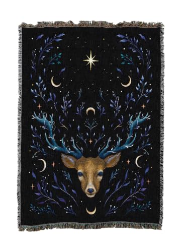 Pure Country Weavers Deer Dream Blanket by Episodic Drawing- Fantasy Gift Tapestry Throw Woven from Cotton - Made in The USA (50x60) - color: Deer Dream, size: 50x60