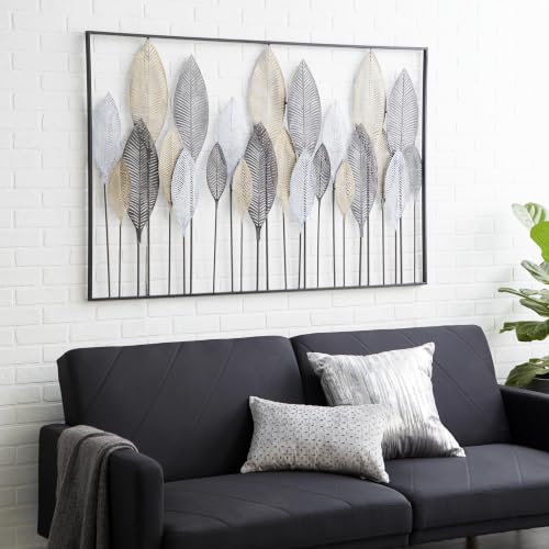 Deco 79 Metal Leaf Wall Sculpture, Wall Art 59" x 1" x 37" Bronze - color: Bronze, size: 59"L x 1"W