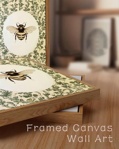 ZZLWBKGL Framed Wall Art Botanical Wall Art Bee Picture Decor - color: Vintage Bee, size: 10"L x 8"W