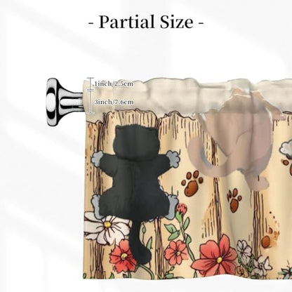Funny Cute CatsValances for Windows Rod Pocket Curtain Valance 1 Panel Short Curtains for Kitchen Bathroom Living Room Bedroom Window Treatments - color: Funny Cute Cats