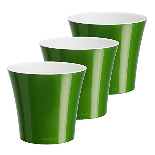 Santino Self Watering Planters Arte 5.3 Inch Green-Gold/White Flower Pots Set of 3 - color: Green-gold/White - Set of 3, size: 5.3-Inch