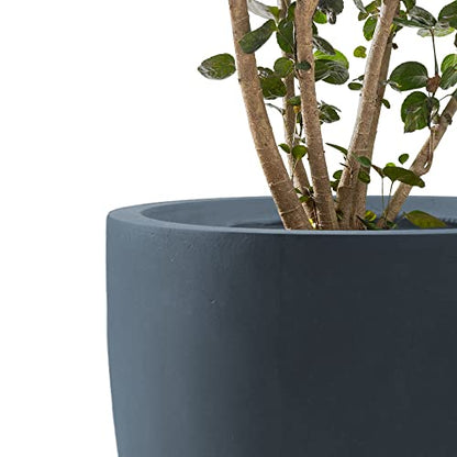 Kante Set of 3 Charcoal Concrete Curved Planters 20" 16.5" 13.3" Dia - color: Charcoal, size: 20.1"d + 16.5"d + 13.4"d