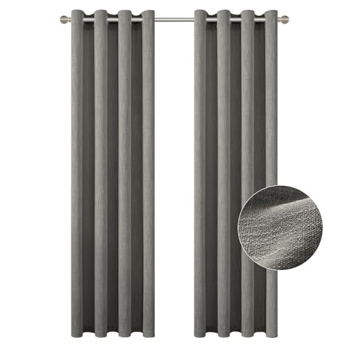 Linen Curtains 72 inch Length 2 Panels for Living Room 6ft Flax Linen Textured Thick Light Filtering Privacy Window Drapes Grommet Top for Bedroom Wrinkle Resistant Soft (52x72 Oyster Grey) - color: Oyster Grey, size: 52"W x 72"L (Pack of 2)