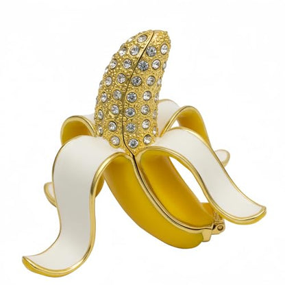 Cute Banana Metal Jewelry Box Daisy Trinket Boxes Storage Gift For Women - color: banana