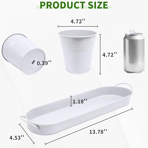Small Pots for Plants, 3-Pack 4.7 Inch White Metal Herb Pots, Mini Windowsill Planter for Succulent, Cactus, Basil, Mint, Rosemary - color: White