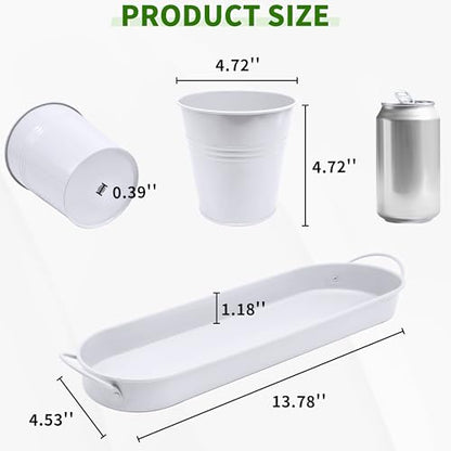 Small Pots for Plants, 3-Pack 4.7 Inch White Metal Herb Pots, Mini Windowsill Planter for Succulent, Cactus, Basil, Mint, Rosemary - color: White