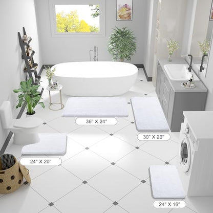 OLANLY Bathroom Runner Rugs 59x24, Extra Soft Absorbent Chenille Bath Rugs - color: White, size: 59" X 24"