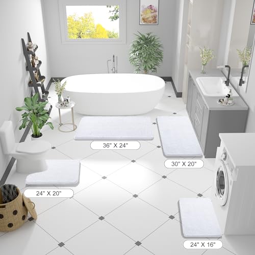OLANLY Bathroom Runner Rugs 59x24, Extra Soft Absorbent Chenille Bath Rugs - color: White, size: 59" X 24"