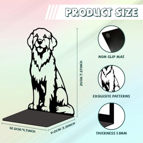 Peacoblue 5.3"x4.3"x7.8" Metal Bookends, Heavy Duty Book Ends for Shelves - style: Golden Retriever