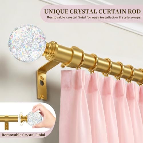 TVWOO Gold Rainbow Curtain Rod Adjust HeavyDuty Crystal Ball,36-88",2Pack - color: Gold, size: 36-88" ( 2pack )
