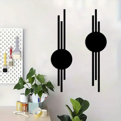 DUOOLN 2 Pcs Abstract Metal Wall Decor, Geometrical Single Line Art-Black - color: Black - Round Geometry