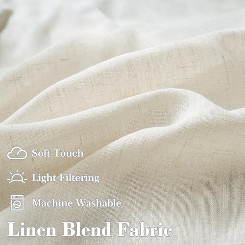 DriftAway Semi Sheer Scalloped Edge Linen Coastal Beach Window Curtains for Living Room Bedroom 2 Panels Rod Pocket Each Size 52 Inch by 96 Inch Gray - color: Linen Gray, size: 52"W x 96"L (Pack of 2)