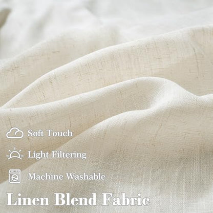 DriftAway Semi Sheer Scalloped Edge Linen Coastal Beach Window Curtains for Living Room Bedroom 2 Panels Rod Pocket Each Size 52 Inch by 96 Inch Gray - color: Linen Gray, size: 52"W x 96"L (Pack of 2)