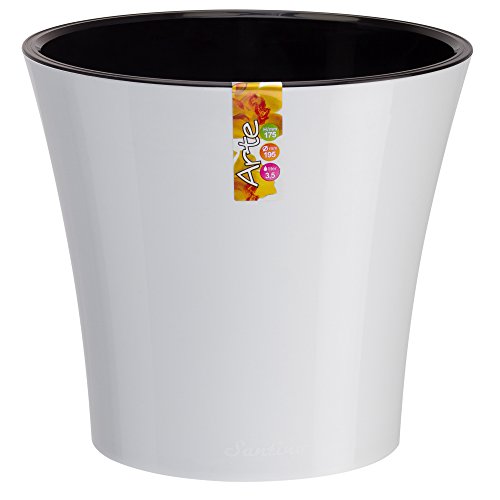 Santino, Self Watering Planter Arte 5.3 Inch White/Black, Indoor Flower Pot for All House Plants, Flowers, Herbs, Succulents - color: White/Black, size: 5.3-Inch