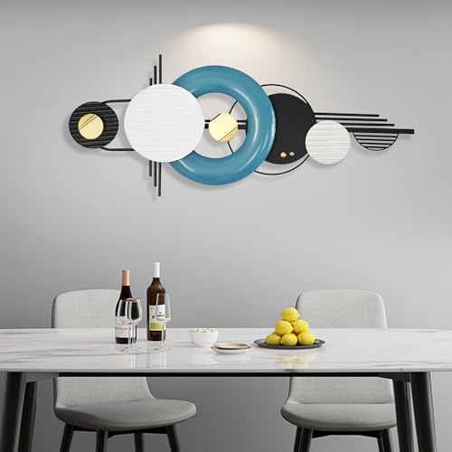 Large Metal Wall Decor ,Modern Metal Wall Art ,3D Wall Sculptures,42"×16" - color: Blue,Black,White