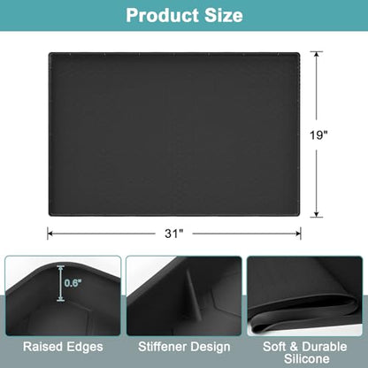 Undersink Waterproof Mat 31" x 19", Silicone Under Kitchen Sink Mat Black - color: Black, size: 31" x 19"