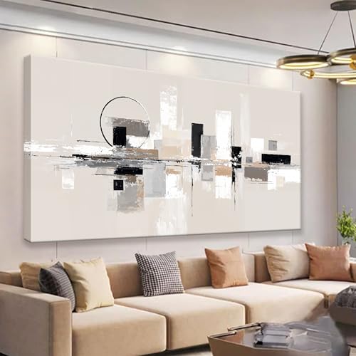 QSQ Abstract Canvas Art Wall Decor Black White Wall Art Painting 20" × 40" - color: off white, size: 40"L x 20"W