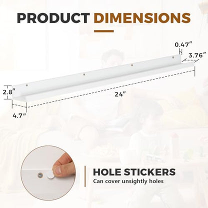 Muzilife 55" Large Floating Shelves Wood Wall Shelf with Lip, 2Pcs, White - color: White, size: 55"