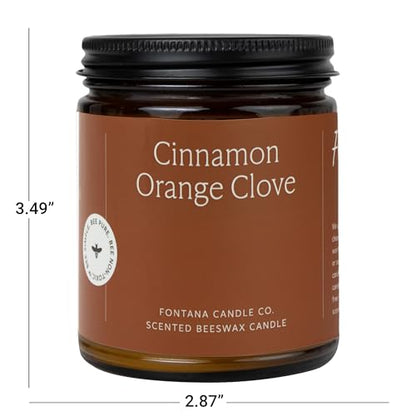 Fontana Candle Co Wood Wick Beeswax Candle, Cinnamon Orange Clove