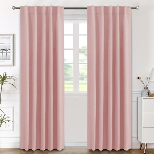 H.VERSAILTEX Blackout Curtains Thermal Insulated Window Treatment Panels Room Darkening Blackout Drapes for Living Room Back Tab/Rod Pocket Bedroom Draperies (2 Panels, Baby Pink, 42 x 84 Inch) - color: Baby Pink, size: 42"W x 84"L (Pack of 2)