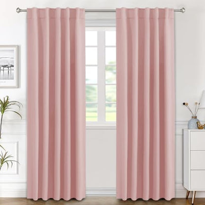 H.VERSAILTEX Blackout Curtains Thermal Insulated Window Treatment Panels Room Darkening Blackout Drapes for Living Room Back Tab/Rod Pocket Bedroom Draperies (2 Panels, Baby Pink, 42 x 84 Inch) - color: Baby Pink, size: 42"W x 84"L (Pack of 2)