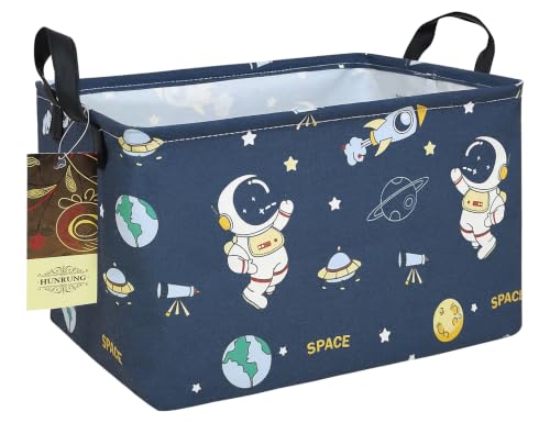 Rectangle Foldable Storage Basket Handles For Home, Space Astronaut - color: Rec-Blue Space Astronaut