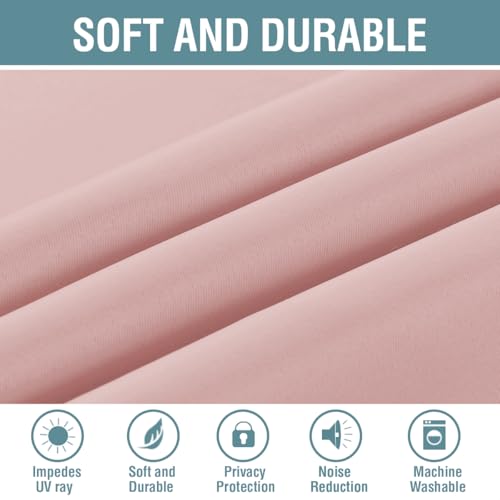 H.VERSAILTEX Blackout Curtain for Living Room Small Window Kitchen Blackout Curtains 45 inch Length Energy Saving Solid Grommet Blackout Drape, One Panel, Baby Pink, 52" W x 45" L - color: Baby Pink, size: 52"W x 45"L (Pack of 1)