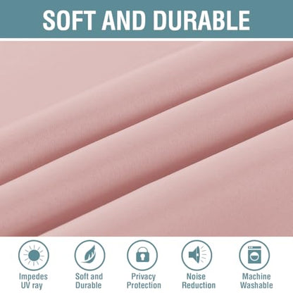 H.VERSAILTEX Blackout Curtain for Living Room Small Window Kitchen Blackout Curtains 45 inch Length Energy Saving Solid Grommet Blackout Drape, One Panel, Baby Pink, 52" W x 45" L - color: Baby Pink, size: 52"W x 45"L (Pack of 1)