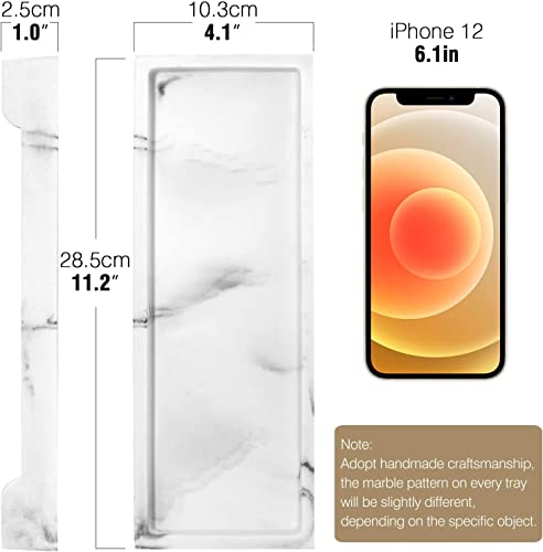 Luxspire Marble Tray for Soap Dispenser Perfume Jewelry, S, Gravel White - color: D - Gravel White, style: Small
